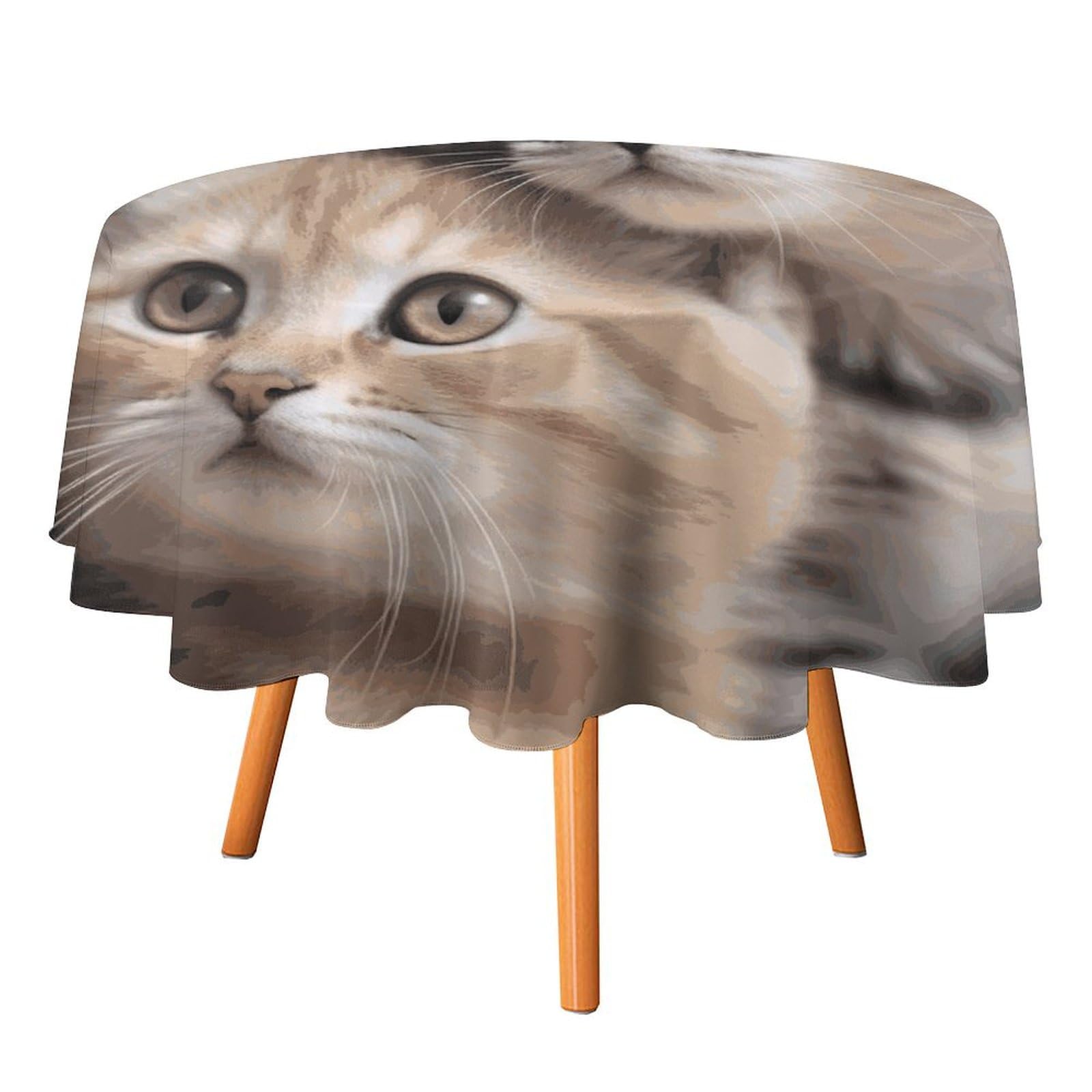 Nappe ronde motif chats lavable 177 x 177 cm décoration intérieur
