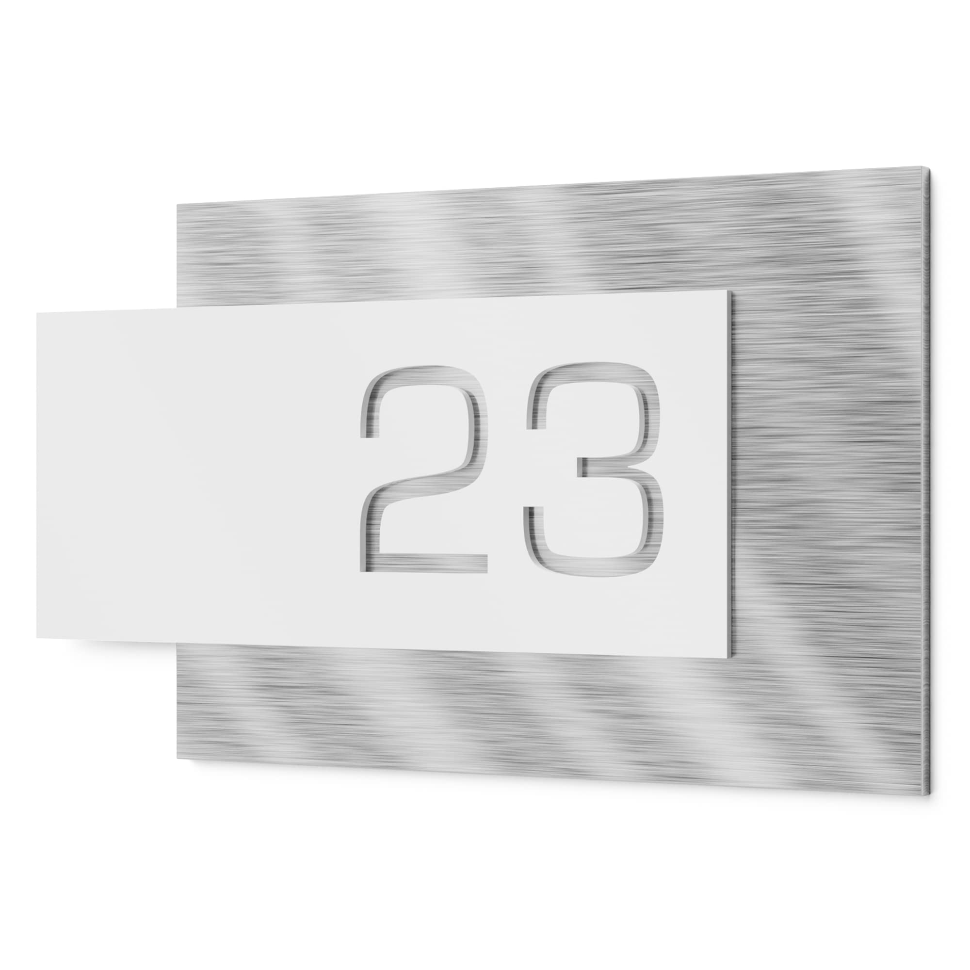 placca numero civico per esterni – 200x110 mm, bianco, inox V2A (AISI 304), personalizzabile