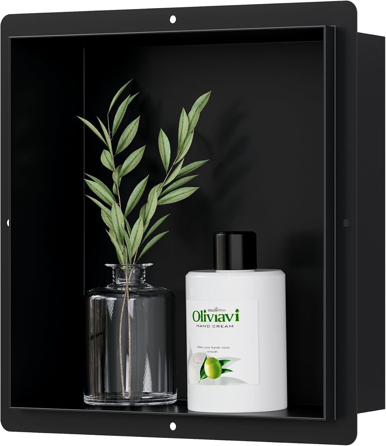 Niche de douche encastrable noire pour une salle de bain moderne style spa zen