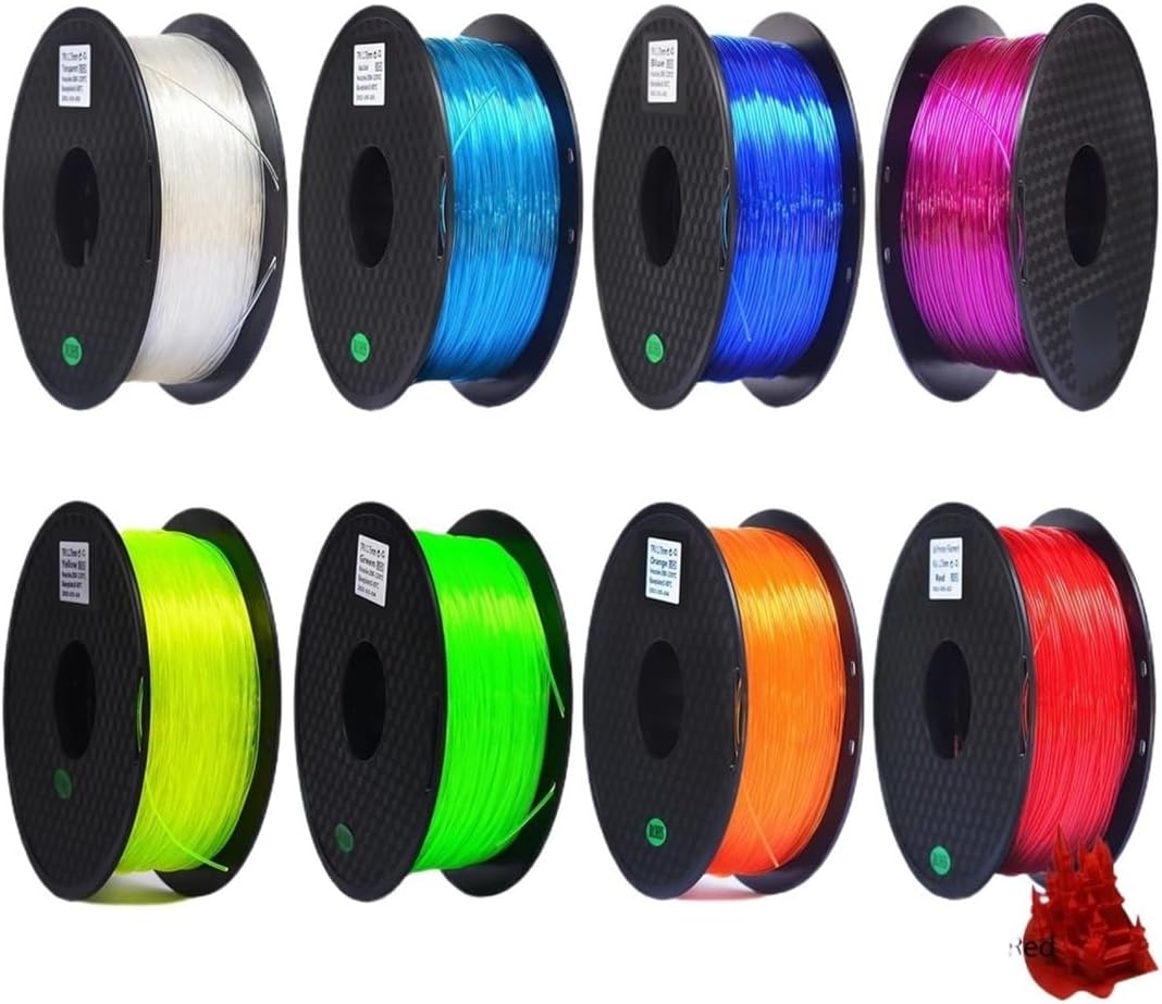 Transparent Red Blue Elastic Flexible TPU 3D Printer Filament 1.75mm Rubber Type Roll Flex 500g 250g TPU Printing Materials(Trans Water Blue)