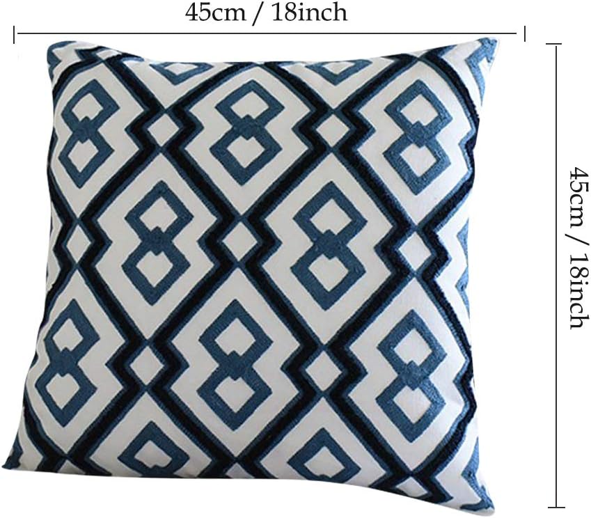 MIFXIN Throw Pillow Covers 18x18 Inch Decorative Cushion Cover Set of 2 Pack Soft Square Pillow Cases for Living Room Sofa Couch Bed Home Decor (Embroidered Style-3)