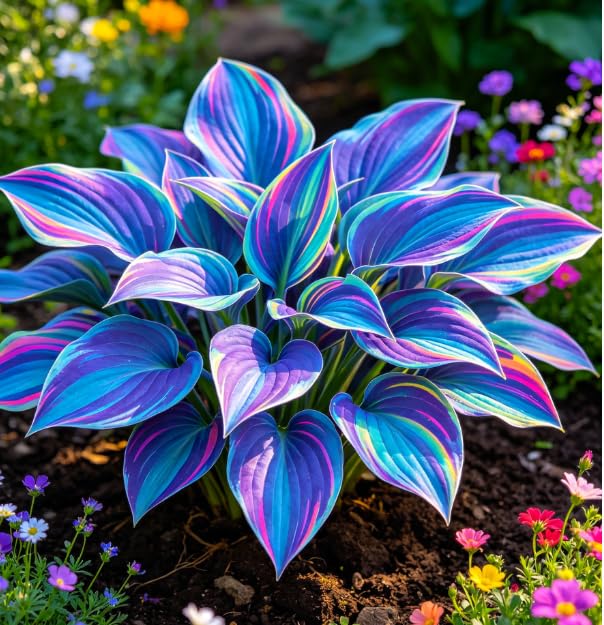 Hosta - Thrives in Shade - Tall and Elegant - Winter-Hardy - Suitable for Courtyard Landscaping, air Purification Hardy Perennial, Excellent Display-4 Bulbs-C