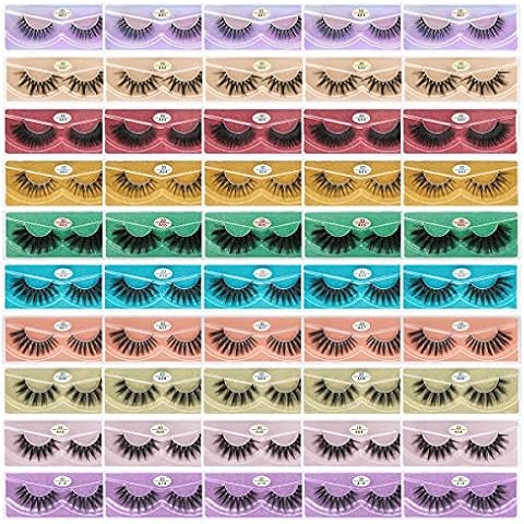 FARRED Wholesale Faux Mink Lashes Bulk 50 Boxes 10 Styles Eyelashes Volume Lashes 10 Portable Individual Boxes 10-20mm Mixed Natural Look Lash 3D False Eyelashes Cover