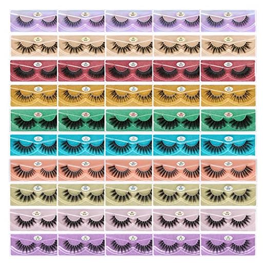 FARRED Wholesale Faux Mink Lashes Bulk 50 Boxes 10 Styles Eyelashes Volume Lashes 10 Portable Individual Boxes 10-20mm Mixed Natural Look Lash 3D False Eyelashes