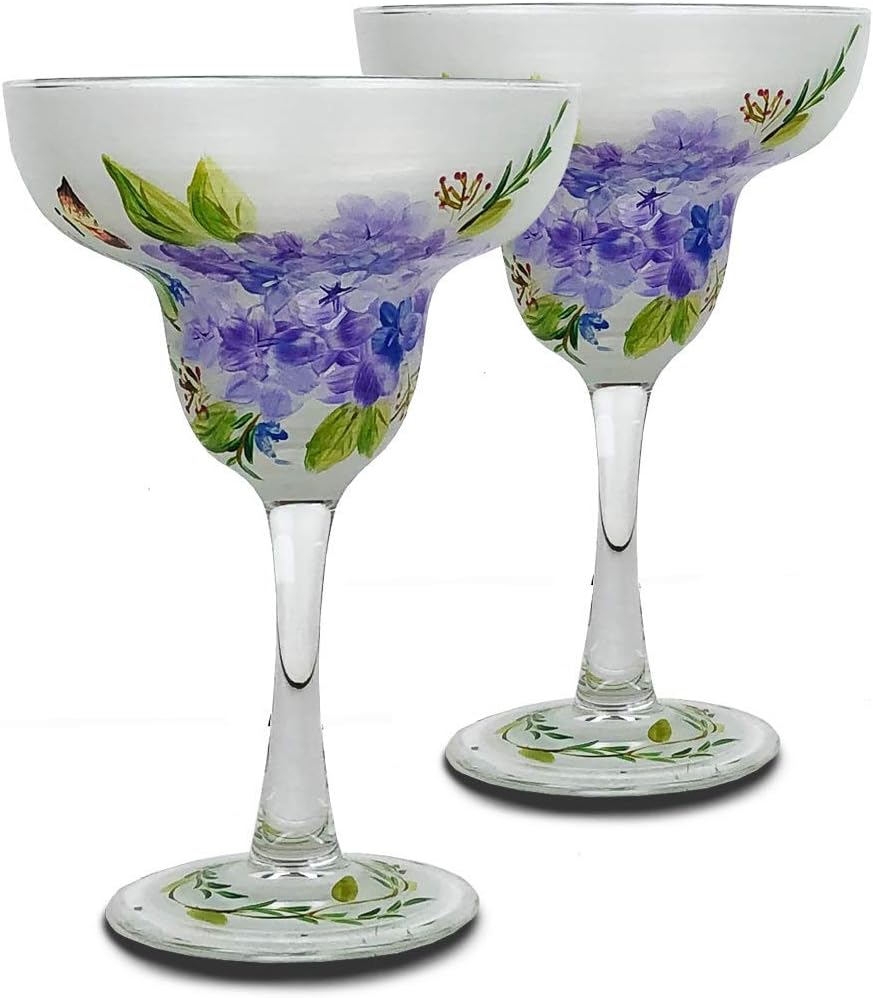 Golden Hill Studio Springtime in Paris Collection Unique Glassware by USA Artists, Set of 2, Spring Table Décor
