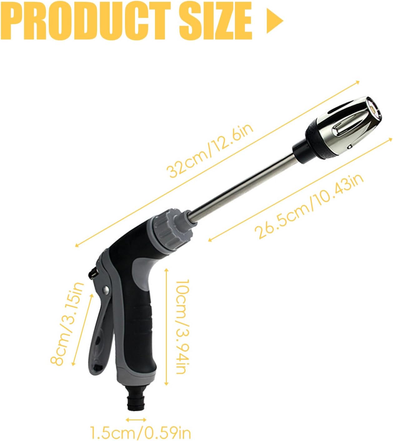 JAMSSOW Nettoyeur turbo pour tuyau d'arrosage, debit d'eau reglable, buse haute pression pour tuyau d'arrosage, pistolet a eau haute - photo 2