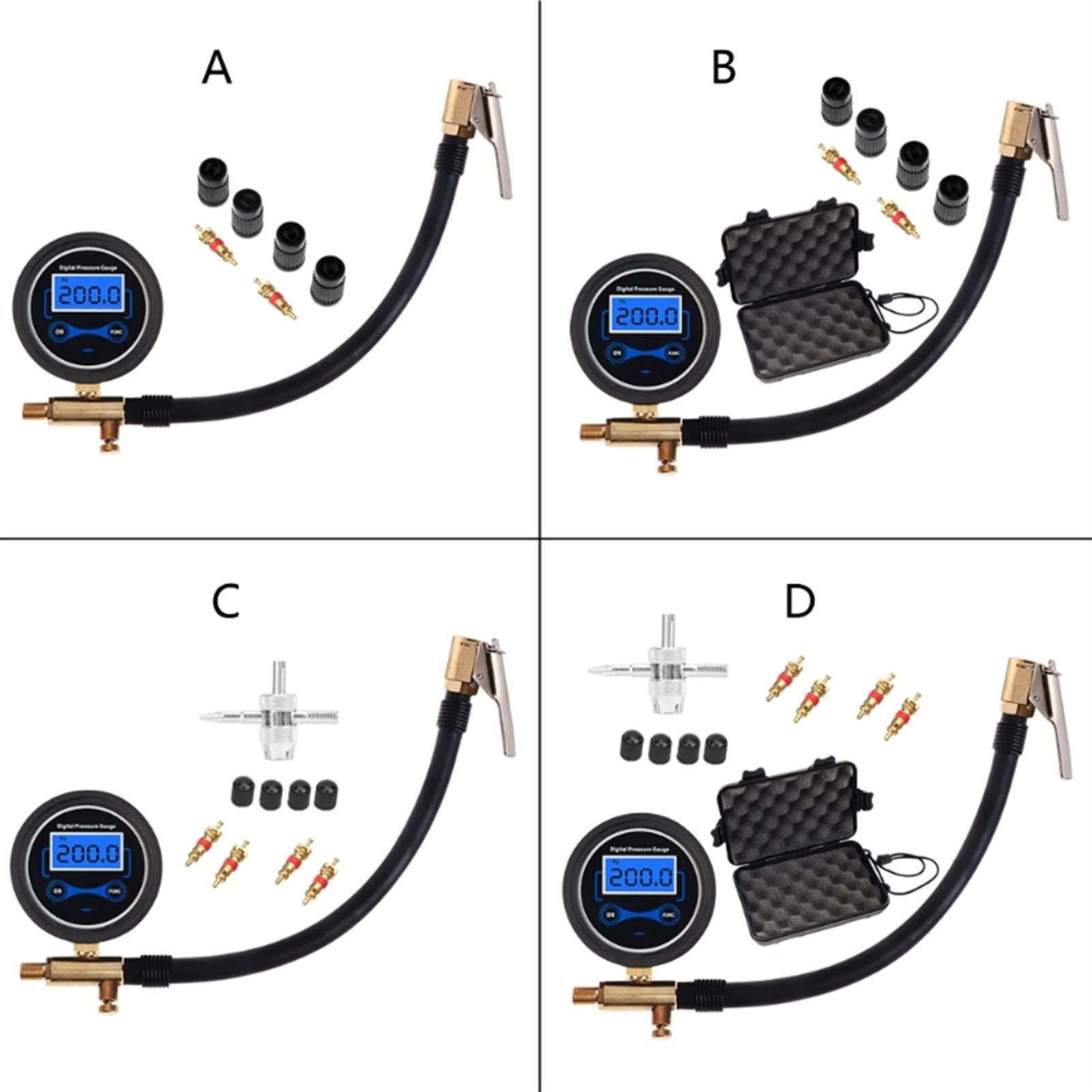 Manómetro Digital para inflar neumáticos de automóviles con Mandril de Aire y Manguera (Color : C) (B)