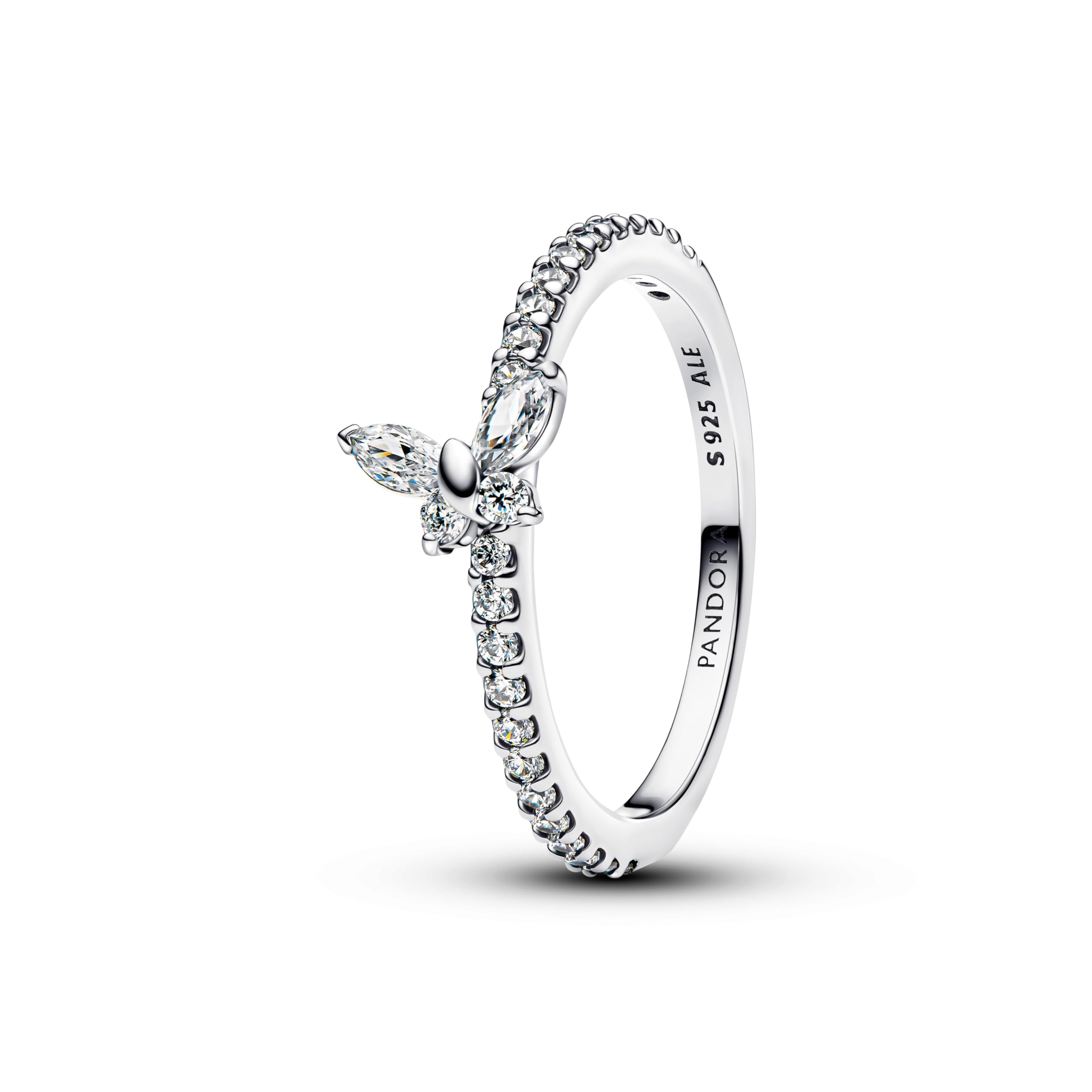 Pandora Anillo de Mujer de Plata con Mariposa Brillante, Color Blanco 194269C03, 56/​17,​8, Plata de, Circonia cúbica