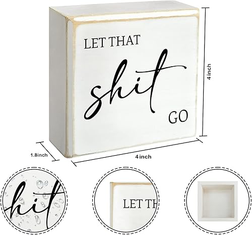 Miniatura 10 de Pigort Letrero artístico con texto en inglés Wash Your Hands Ya Filthy Animal de 4 x 4 x 1.8 pulgadas, divertido letrero artístico para el hogar,