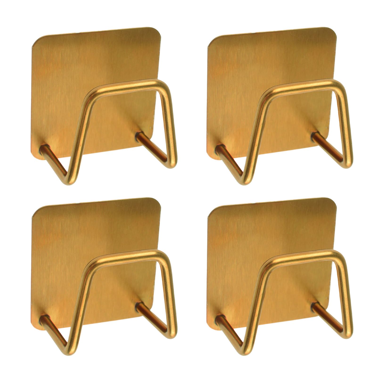 MOROBOR Adhesive Sponge Holder, 4pcs Stainless Steel Dish Sponge Holders for Sink Soap Sponges Rack Premium Rustproof Hangers Kitchen Accessories/Gold â image 1