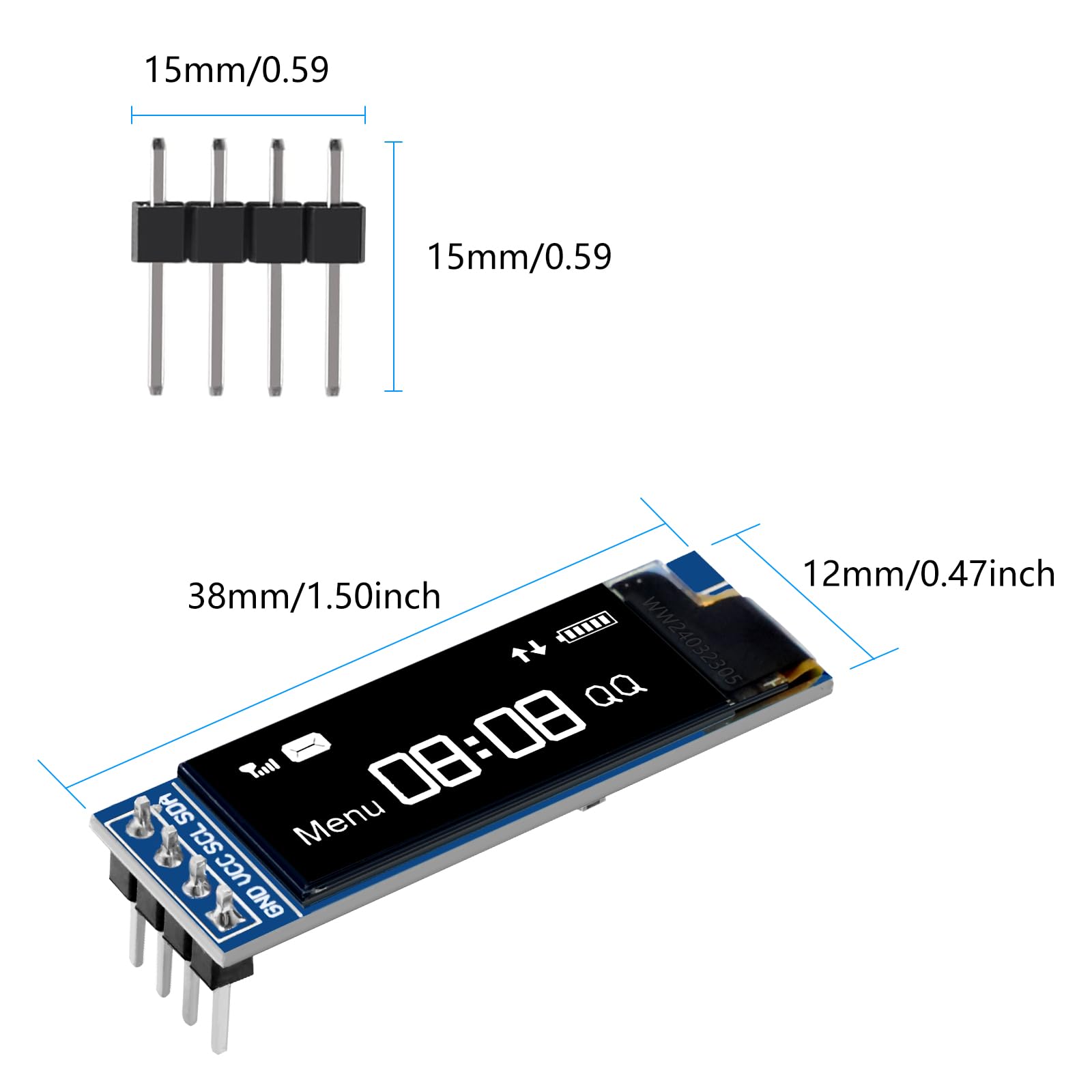 5 módulos de pantalla OLED de 0,91 pulgadas, IIC I2C, QIQIAZI IIC I2C, pantalla OLED de 128 x 32 3,3 V/5 V, para Arduino, color blanco