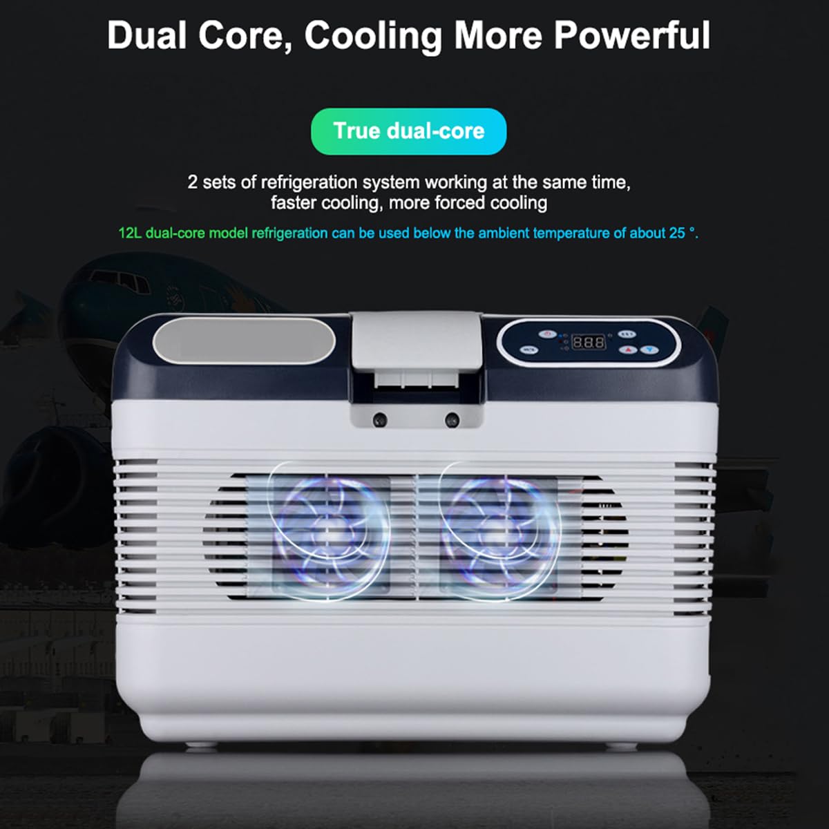 Refrigerador portátil para coche, 12 L, -10 ℃ a 65 ℃, termostato eléctrico silencioso, frío y caliente, refrigerador de camping 12 V/24 V, adecuado para camping, viajes por carretera, picnics