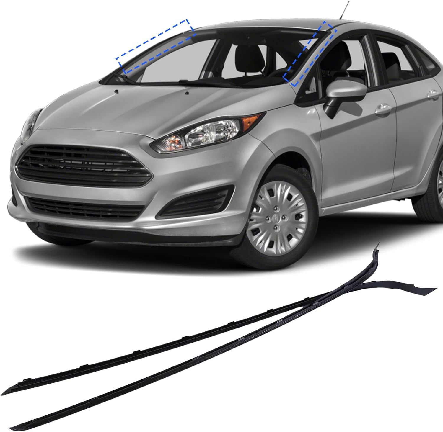 2Pcs Windshield A-Pillar Trim Moulding for Ford Fiesta 2011-2019 Left & Right Side Windshield A-Pillar Trim Replacement for AE8Z5403136A AE8Z5403137B