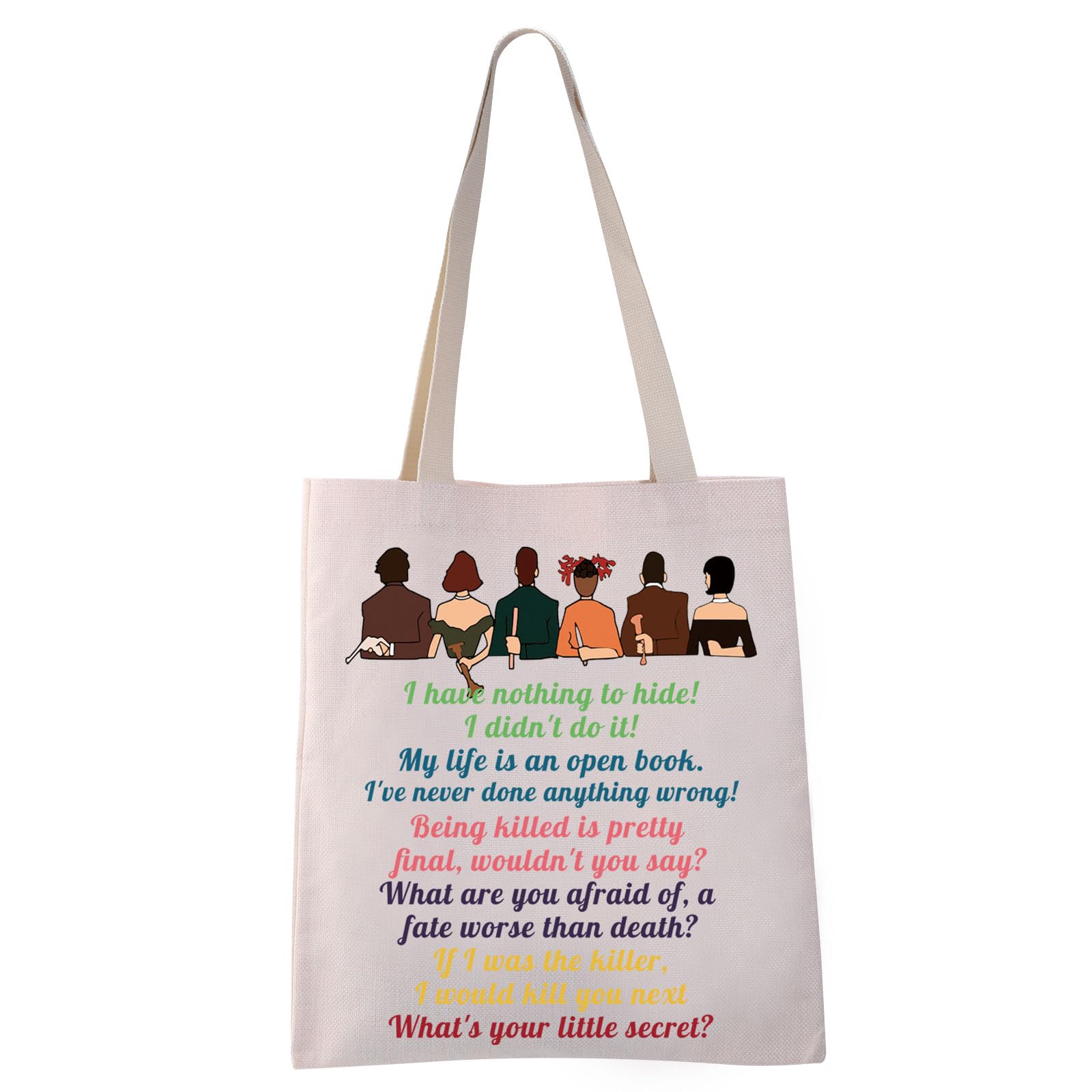 VAMSII Clue the Movie Tote bag Murder Mystery Shoulder Bag Mrs. White Quote Grocery Shopping Bag