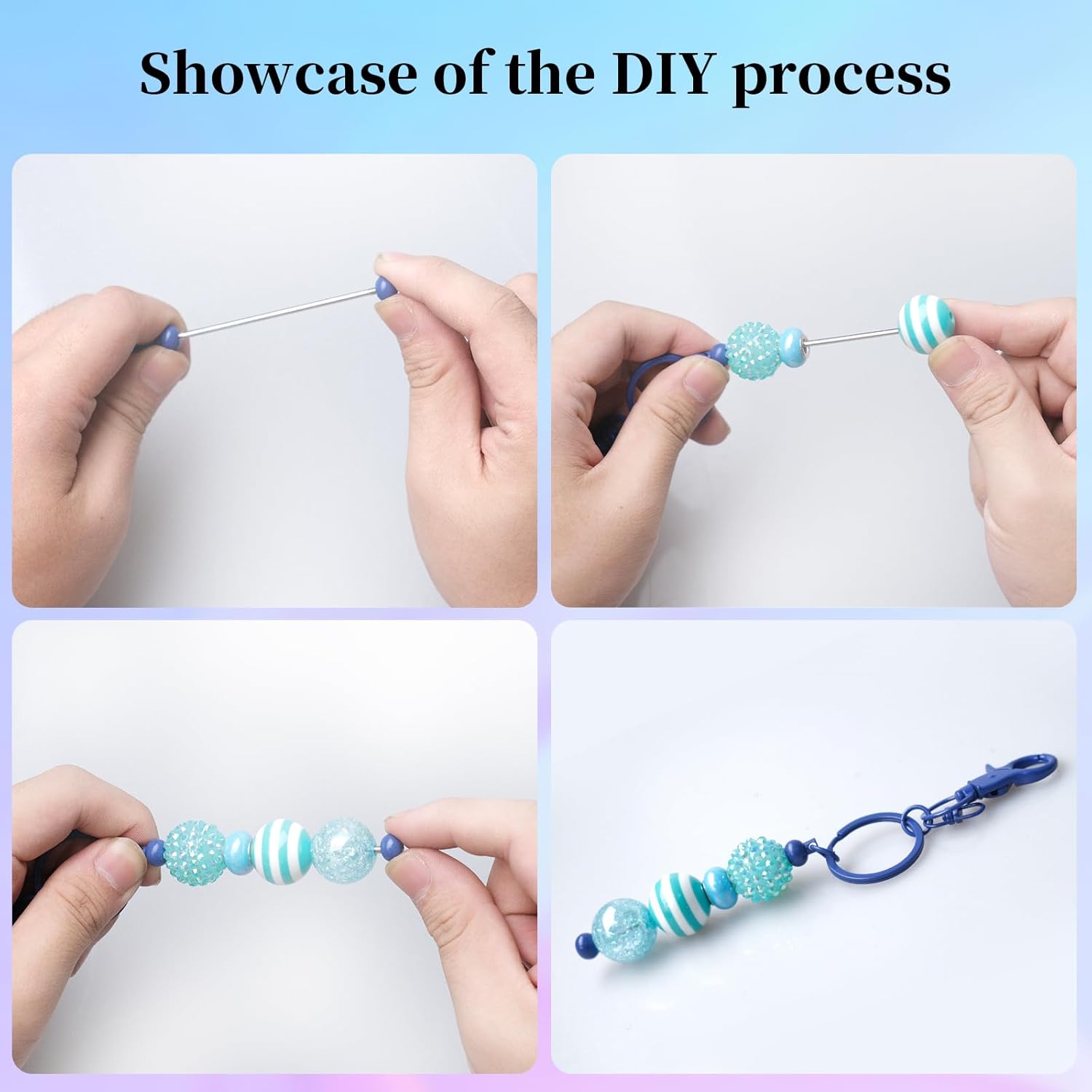 84 Pcs Beadable Keychains Bars Resealable Pouch Bag and Thank You Cards Set DIY Multicolor Blank Beadable Keychains Bulk Keychain Bars Making Kit for Handmade Making Decoration Supplies - Image 4