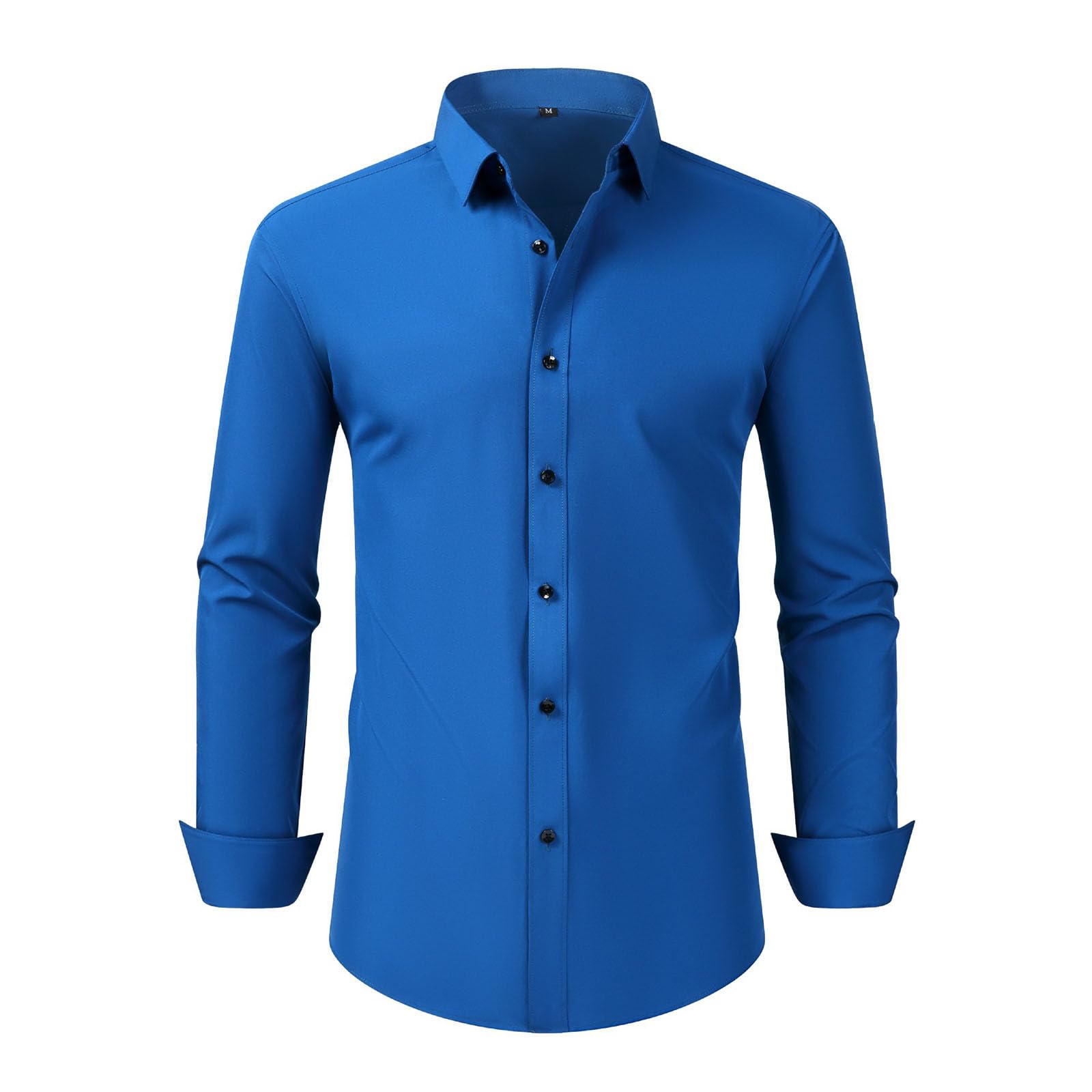 Business Dress Shirts Men Plus Size Wrinkle Free Blouses Professional Button Down Tops Slim Fit Long Sleeve Shirt