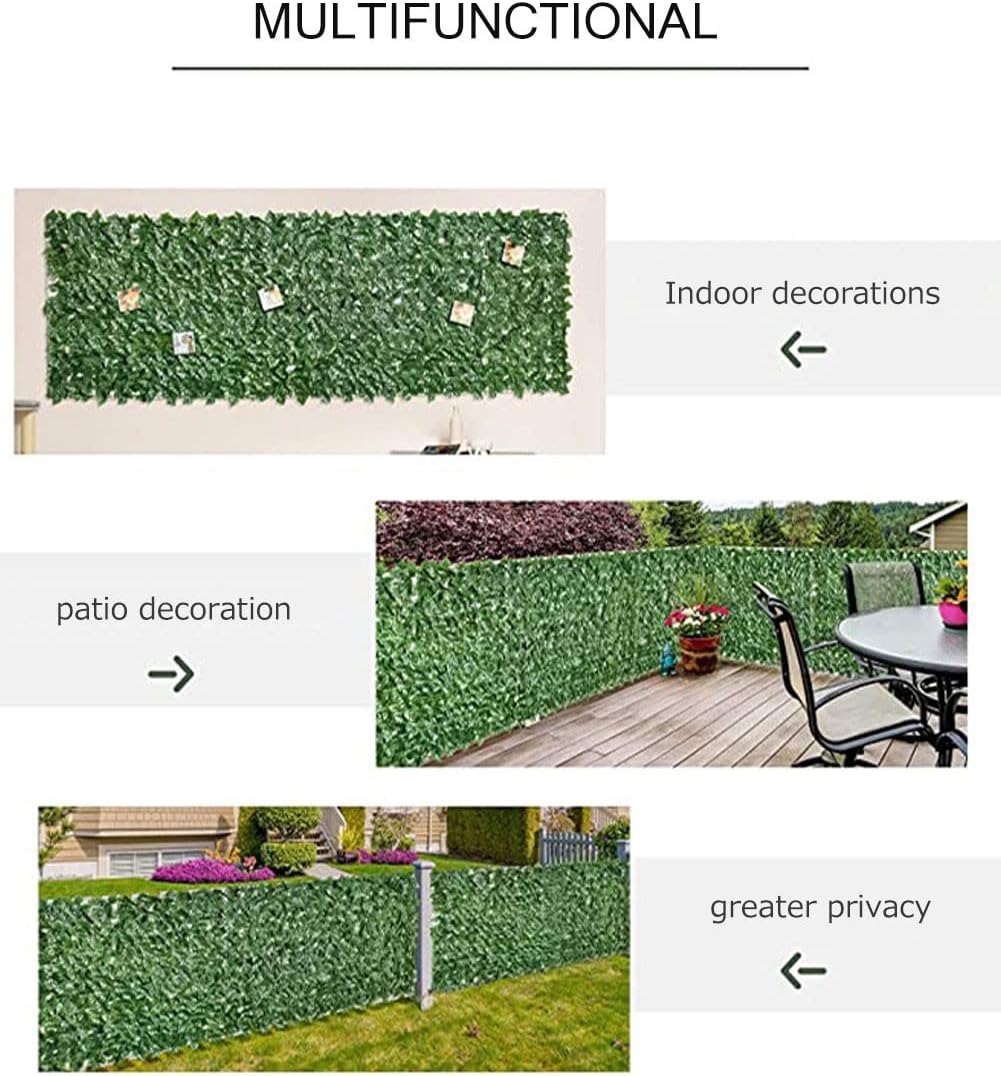 Artificial Ivy Privacy Fence Screen Artificial Hedges Panels Fake Grass Wall Greenery Wall Waterproof, Non-Fading, Beautiful Artificial Plant Wall(1.5x2m/4.92x6.56ft)