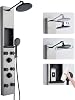 120cm Tower Shower Panel with Niche and Height Adjustable 20cm Rainfall Shower, 6 Body Jets, Handheld Bathtub Spout, 3 in 1 Shower System Stainless Steel, Wall Mounted Brushed & Black