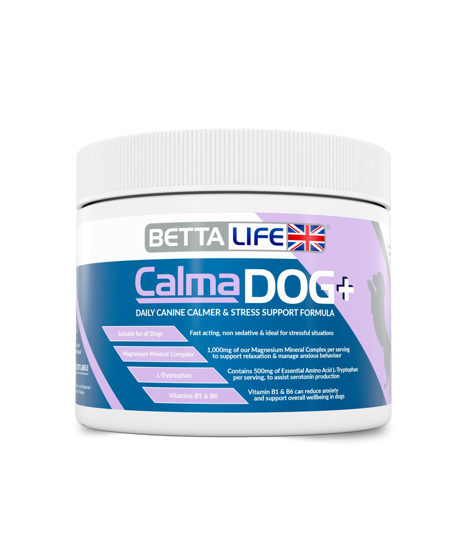 BETTALIFE CalmaDOG+ Canine Calmer & Stress Support Formula, 200g