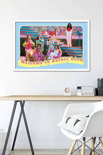 Miniatura 6 de Trends International Mattel Barbie The Movie - Póster de pared de Welcome To Barbie Land, 22.37 x 34.00 pulgadas, versión enmarcada en blanco