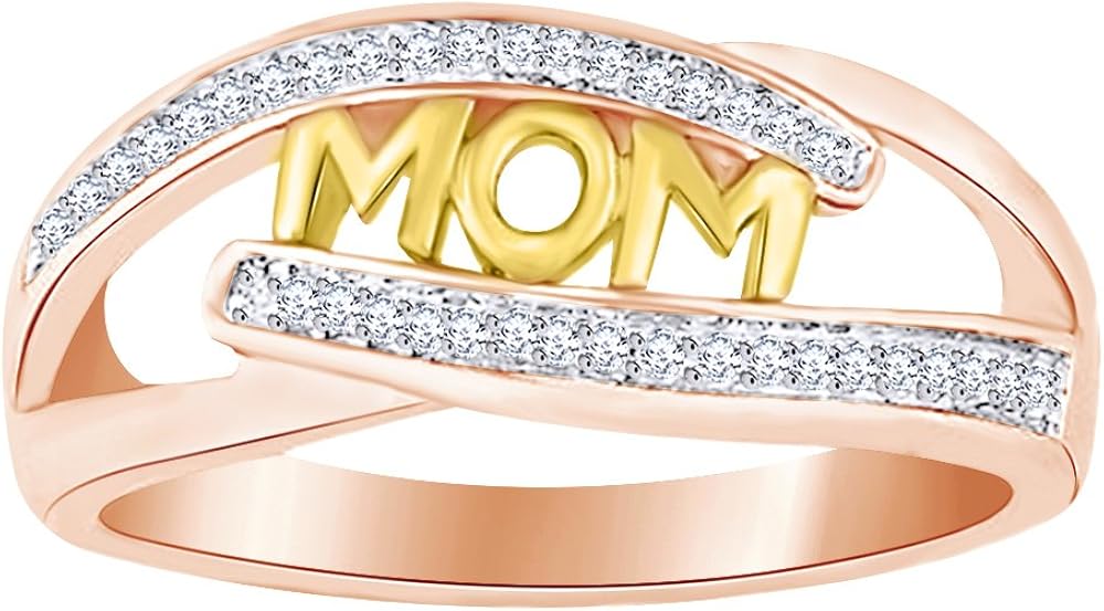 Amazon Com Wishrocks Round Cut White Diamond Lover Mom Ring In 14k Gold Over Sterling Silver For Mothers Day S Special Clothing Shoes Jewelry