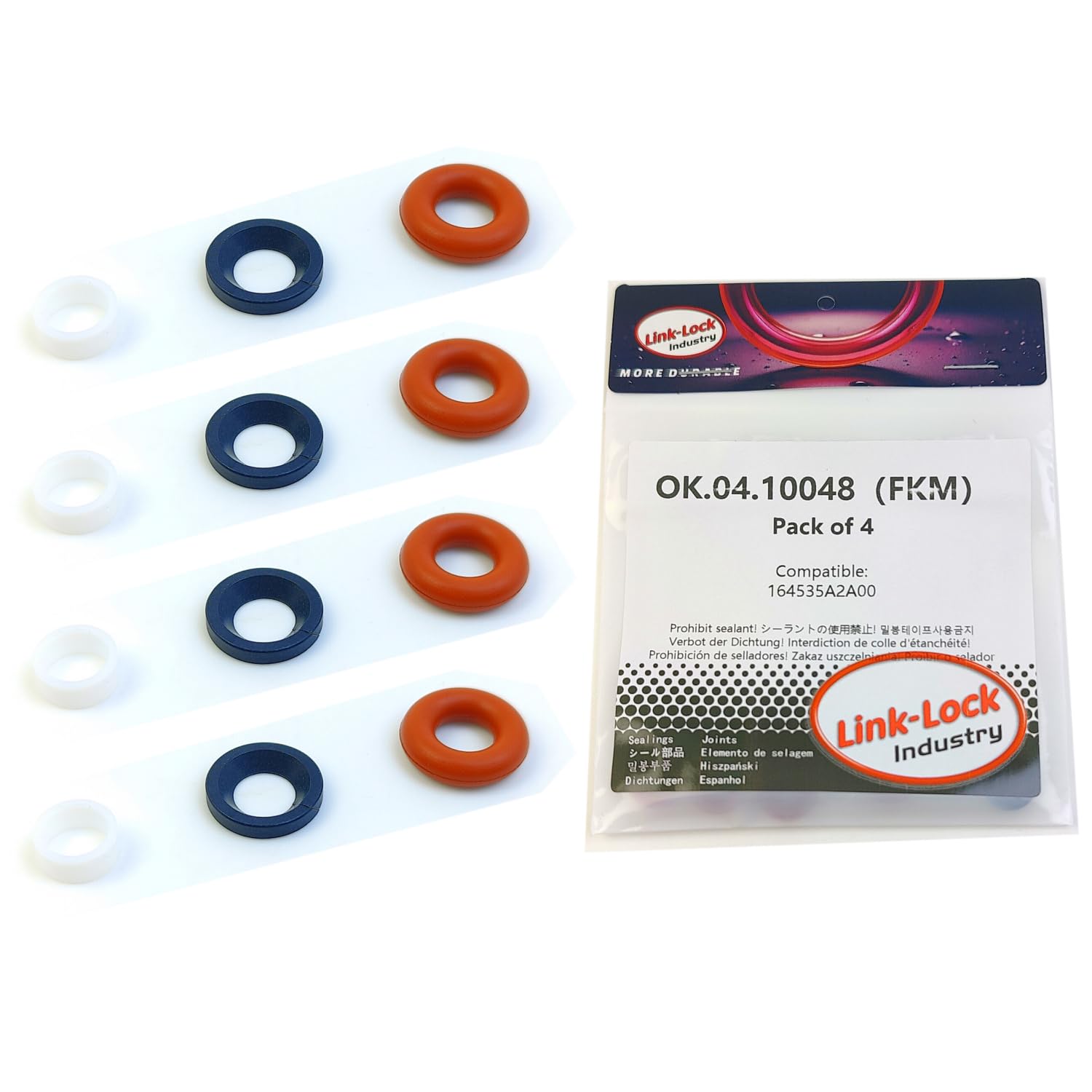 4Set OK.04.10048 Fuel Injector Repair kit 164535A2A00 with FKM Viton O-Ring for Honda 2.4L K24