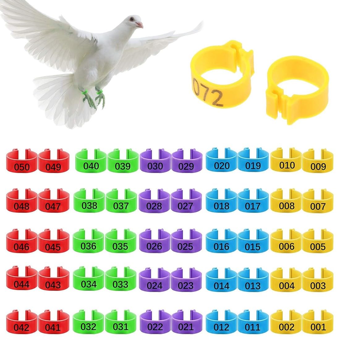 Estink 5 Colori 100 pz 16 mm 001-100 numerato pollame di Pollo polli Anatre Gamba pollame Colomba Pulcini Pappagallo Clip Anelli Fascia (Rosso