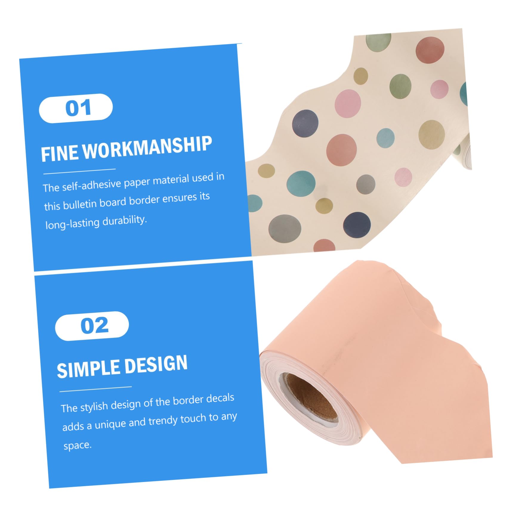 Yardenfun 5 Rollen Wasserfeste Ränder für Klassenzimmer Pinnwände aus Selbstklebendem Papier Einfache Anwendung und Stilvolles Design für Schwarze Bretter