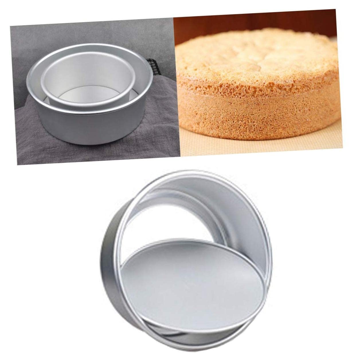 MUCKLILY Aluminum Alloy Round Bottom Cake Mold Mini Non Stick Pan Baking Tray for Individual Cakes Pies Removable Base for Easy Release Cleanup