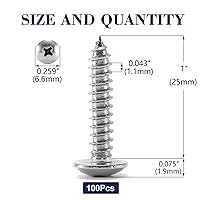 Vista 2 de Tornillo de madera #4 x 1, 100 tornillos autorroscantes rápidos Phillips de acero inoxidable 18-8 (304) SG TZH