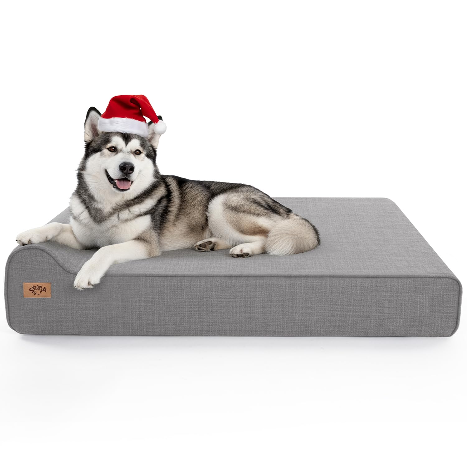 Sytopia 7" Thick Orthopedic Dog Beds for Extra Large Dogs (50" x 34" x 10"), Chew Proof Fabric Cover, 35D Memory Foam Dog Beds with Durable Waterproof Liner & Removable Washable Cover, Grey