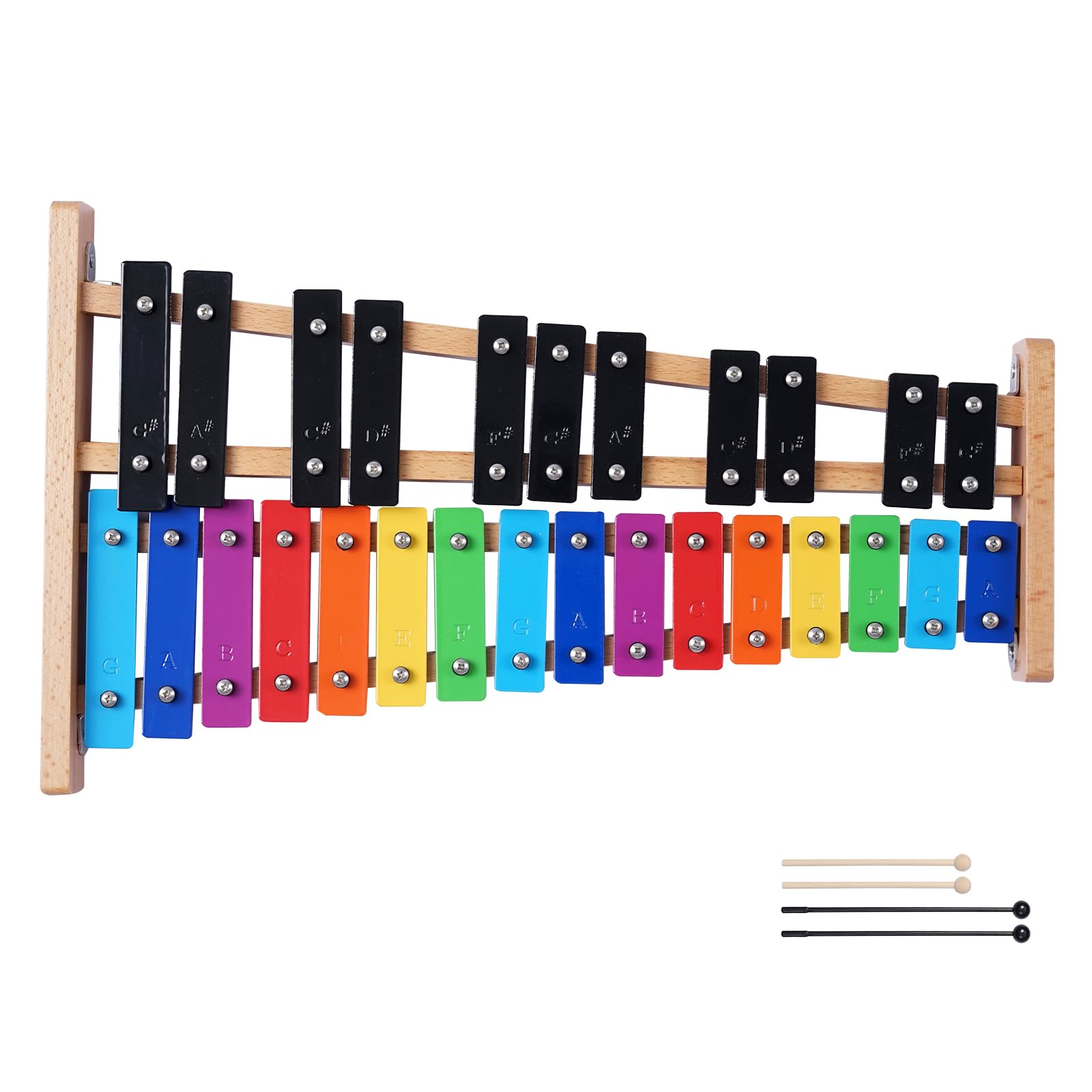 VEVOR Glockenspiel Diatonico Xilofono, 27 Note, Strumento a Percussione Professionale Xilofono, con Tasti Colorati in Metallo, con 4 Bacchette, Borsa per Trasporto, per Insegnamento