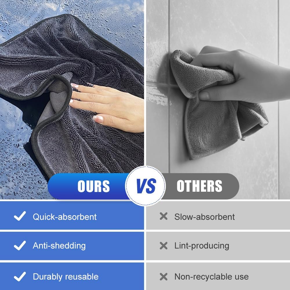 2 Pack Microfiber Fabric, 2025 New Microfiber Drying Towel for Cars, Ultra Absorbent Towel for Auto Detailing with Household Cleaning Towel for Kitchen and Bathroom with Car Owners (24x63)