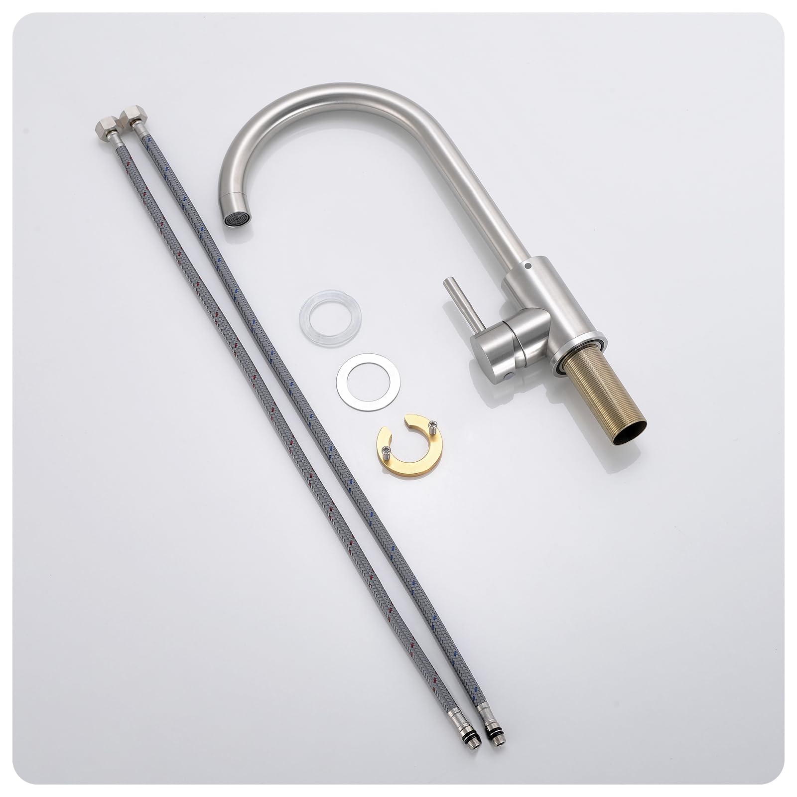 AIMADI Robinet de Cuisine Miigeur Cuisine Mono Commande Rotation 360° Robinet Évier Modern Design Inox 304 Nickel Brossé