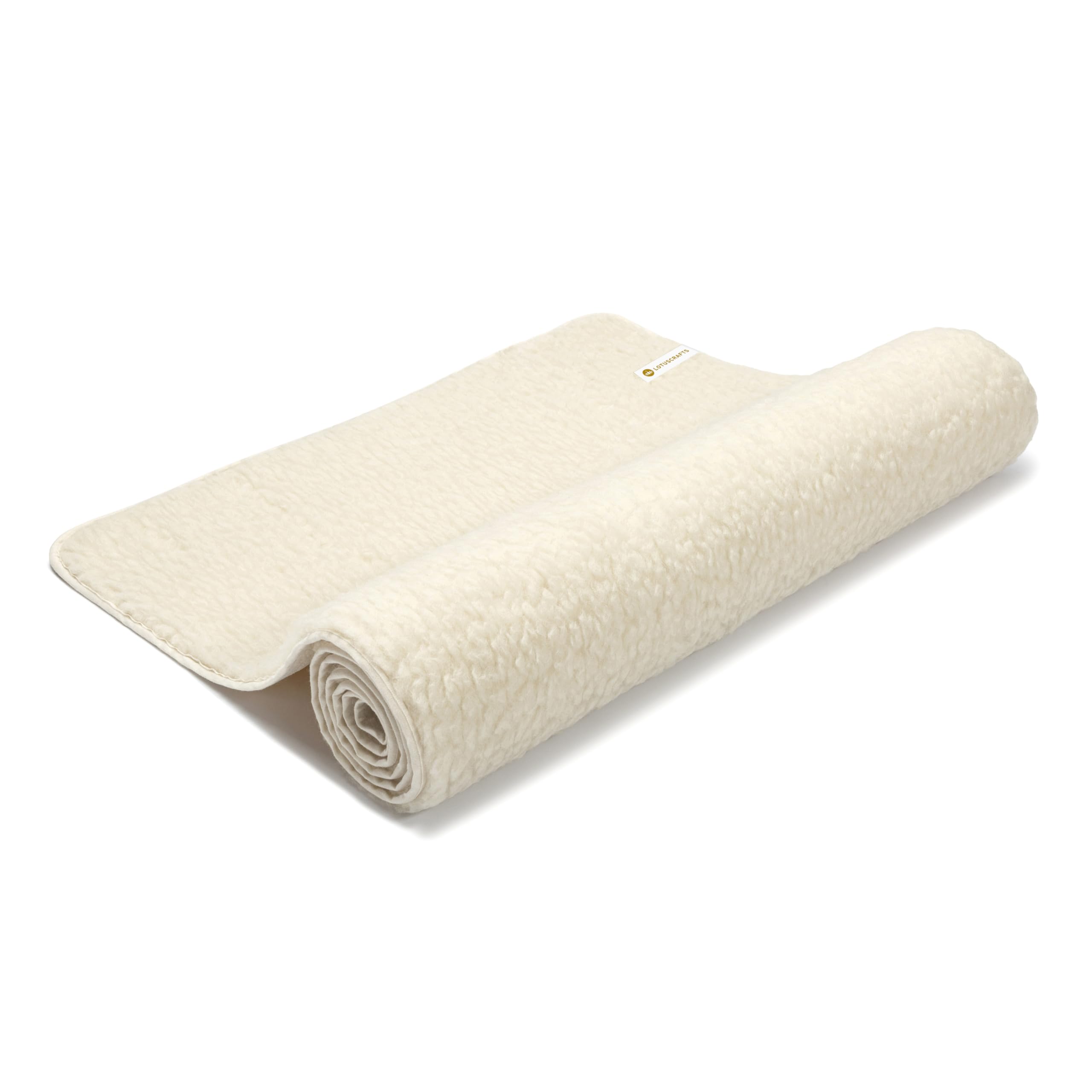 LOTUSCRAFTS Yogamatte Schurwolle WOOL, warm, 200 x 75 x 2 cm, oben Wolle, unten Naturlatex, mulesingfreie Schafwolle, perfekt für Yoga, Pilates, Meditation