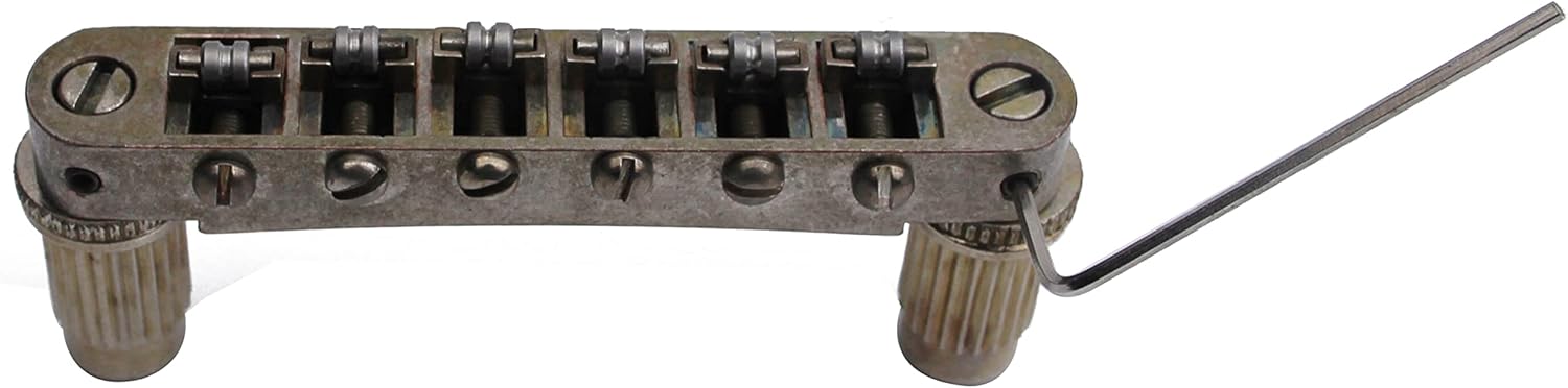 Guyker Guitar Tune-O-Matic Roller Saddle Bridge Replacement Part Compatible with Gibson Les Paul LP SG Style 6 String Electric Guitar - GM005, Rust Color