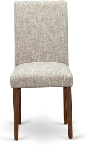 Miniatura 4 de East West Furniture Abbott Classic Parson Doeskin - Juego de 2 sillas de comedor acolchadas de tela de lino, color natural
