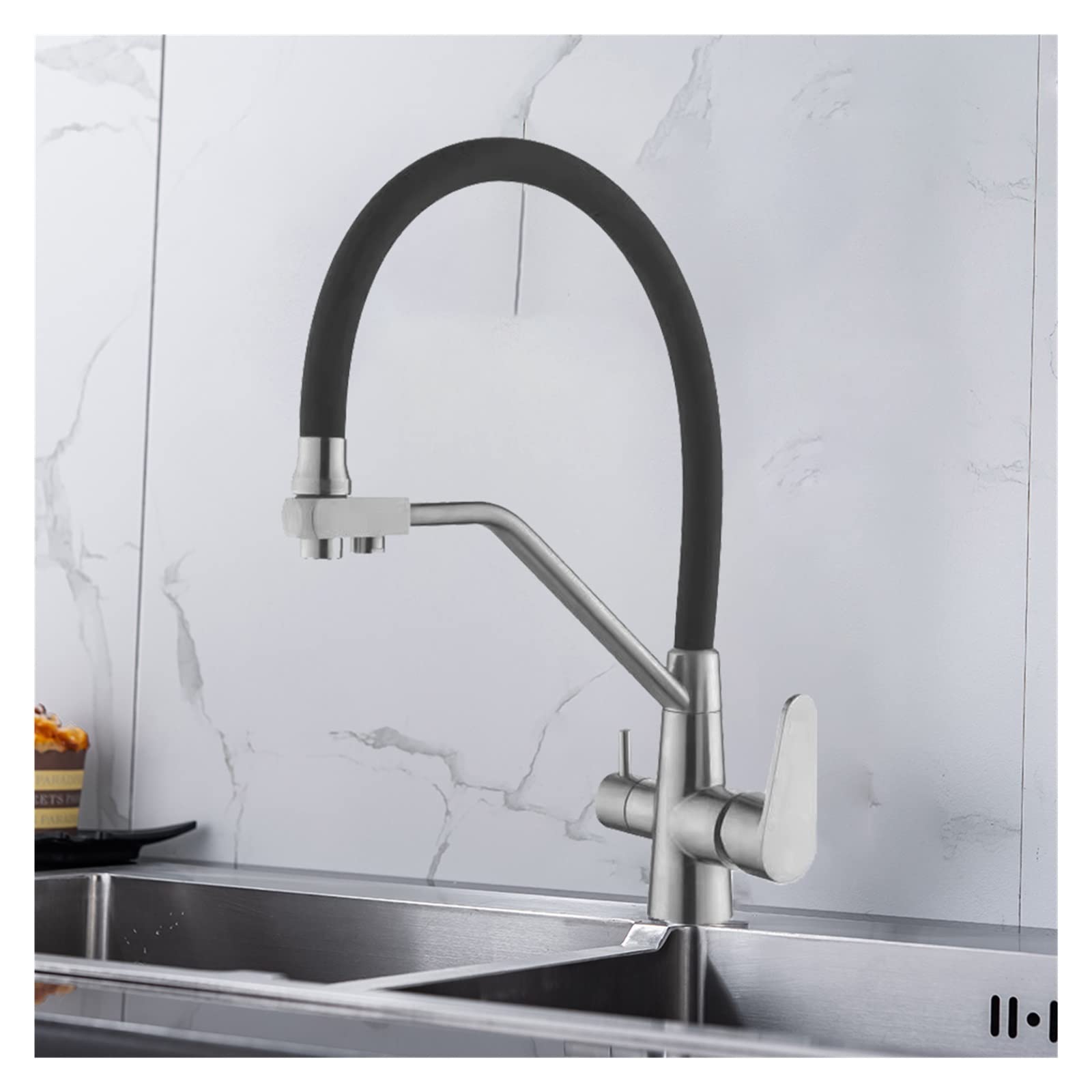 Robinet à double poignée Wx-ssd chrome haut de gamme pour cuisine épurée