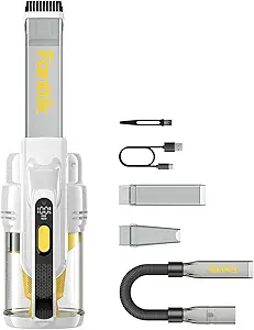 Fanttik V9 Mate Cordless Car Vacuum, 13000Pa Suction Power, 2-Hour Fast Charge, LED Display&LED Light, Portable Hand Vacuum for Car, Office Desk, Keyboards (White)