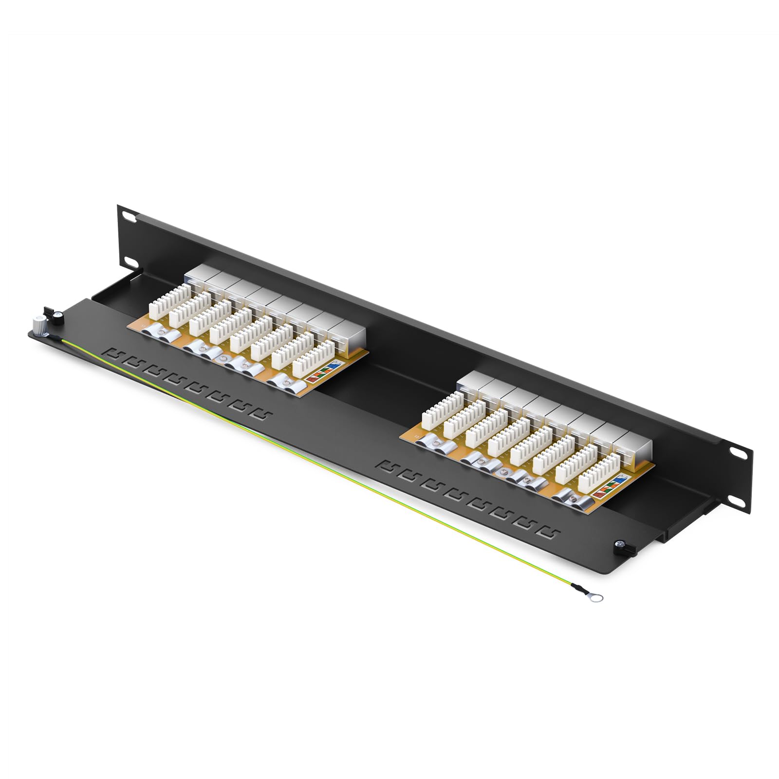 HB-DIGITAL Panneau de brassage 16 ports Cat 6a LSA blindé Noir Panneau de distribution Cat.6a (500 MHz) 19" Montage en rack Montage serveur 1HE 16x RJ45 femelle Professional, TIA568A ou TIA568B Câble