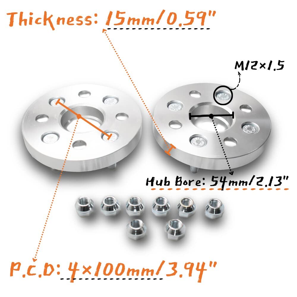 JINLING KJ Spurverbreiterungen PCD 4x100 Nabenbohrung 54 mm für Alto Swift Alivio Every Spacia Celerio P-eugeot 107/108 Ci-troen C1, 2 Stück