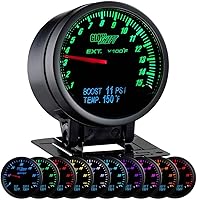 Vista 1 de GlowShift Kit de medidor EGT de temperatura de escape analógico 3 en 1 de 1500 F con aumento digital de 60 PSI y temperatura de 300 °F - Incluye