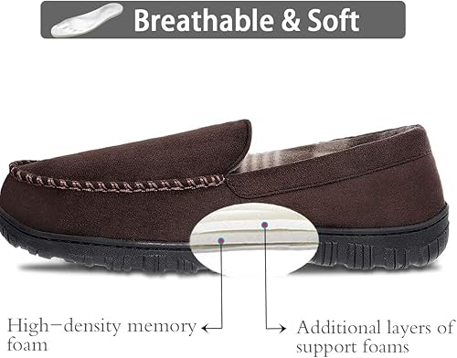 Miniatura 3 de shoeslocker Pantuflas para hombre de microgamuza mocasín con espuma viscoelástica zapatos para casa