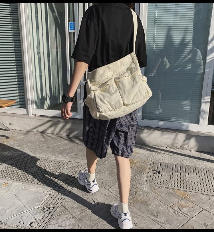 Image of Women Shoulder Bags Canvas Tote Bag Handbag Large Hobo with Pockets Work Bags for Women and Men
