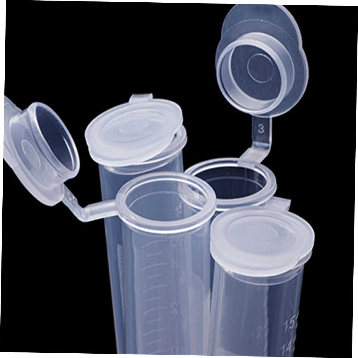 PRETYZOOM 100pcs 15ml Plastic Tube Lid 15mm Diameter Graduated Marks for Scientific Experiments Liquid Samples and Storage
