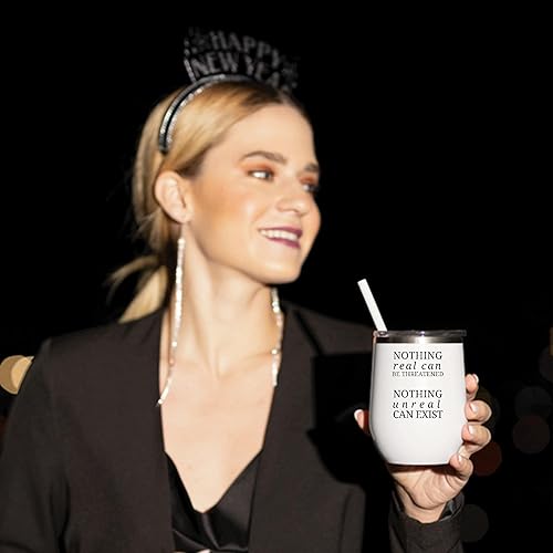 Miniatura 2 de Inspirational for Everyone Nothing Real Can Be Threatened Nothing Unreal Can Exist 12oz Wine Tumbler Cup