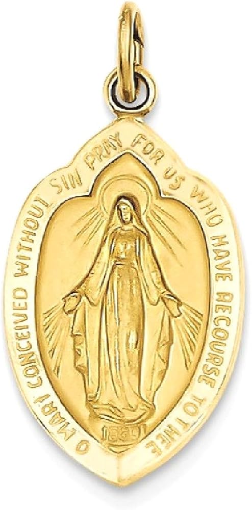 Miniatura 9 de Collar con dije de medalla milagrosa de oro amarillo de 14 quilates, joyería fina religiosa para mujeres, regalos para ella, Piedra Oro amarillo
