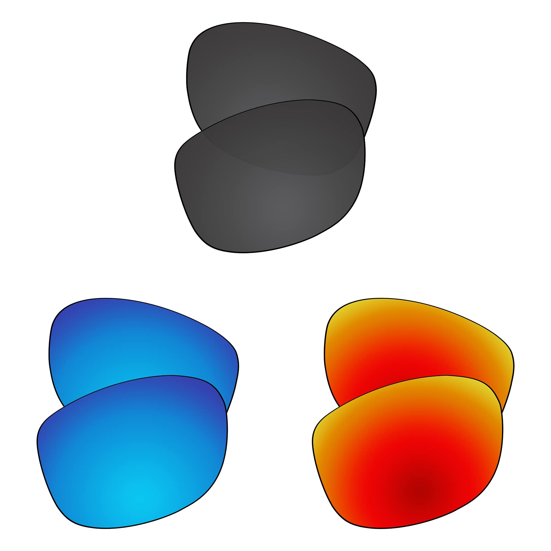 EZReplaceLenses Replacement Compatible with Costa Del Mar Las Olas Sunglasses (Polarized Lenses) - Fits Costa Del Mar Las Olas Frame (Carbon Black+Ice Blue+Fire Red)