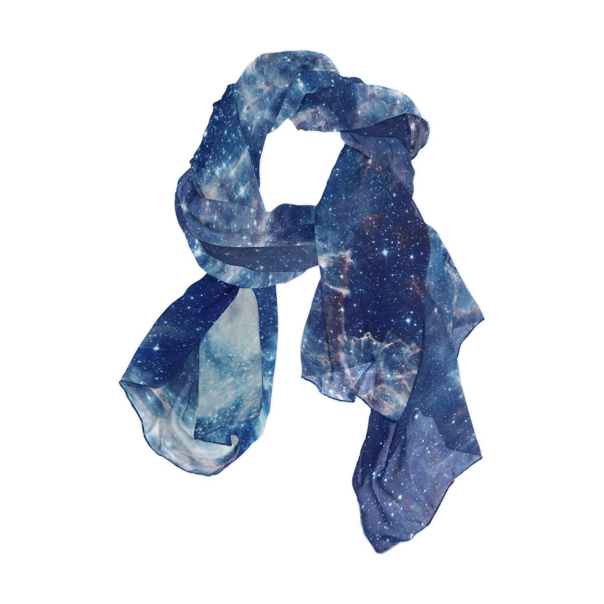 linomo Women's Chiffon Silk Large Scarf Galaxy Space Long Shawl Wrap Silk Like Scarf