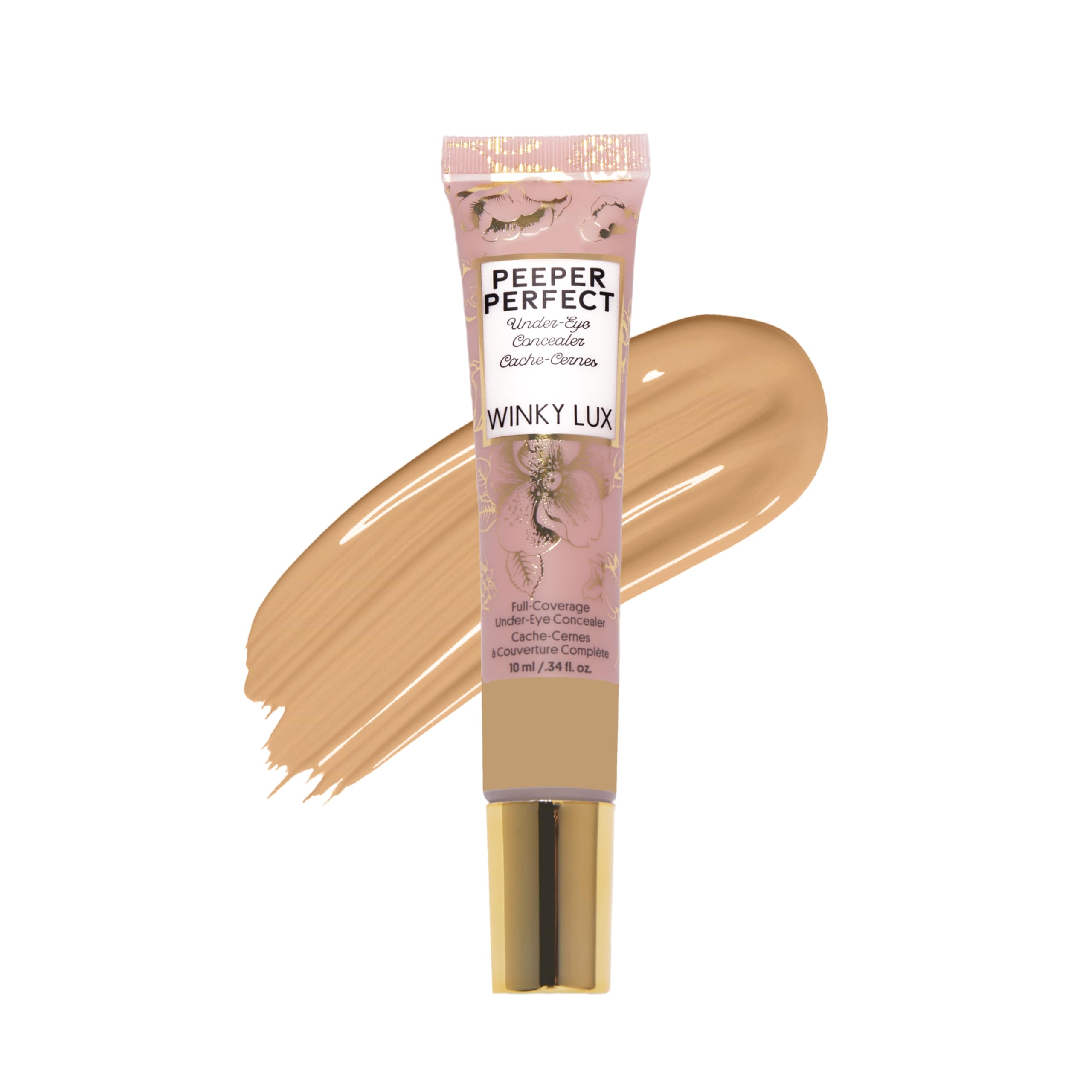 Winky Lux Peeper Perfect Under Eye Concealer, Makeup & Eye Brightener, Full Coverage Concealer for Dark Circles, Color Corrector & Eye Primer, With Collagen, Hyaluronic Acid & Vitamin E (Light Medium)